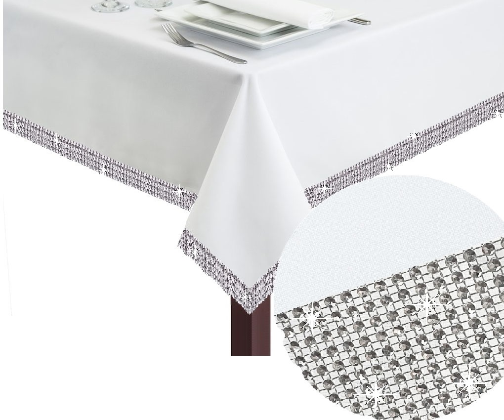 OBRUS PLAMOODPORNY 140x220 CYRKONIE DIAMOND KOLORY