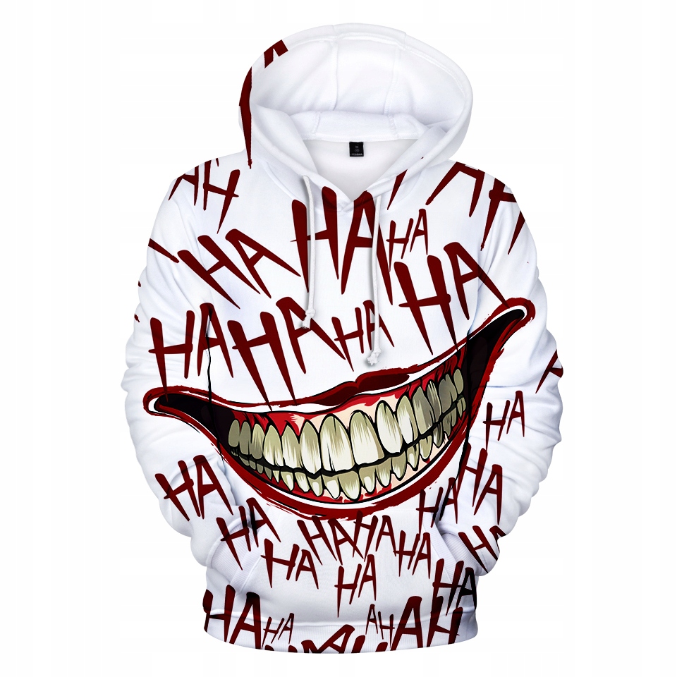 

Wyjątkowa bluza Joker z kapturem, biała, haha