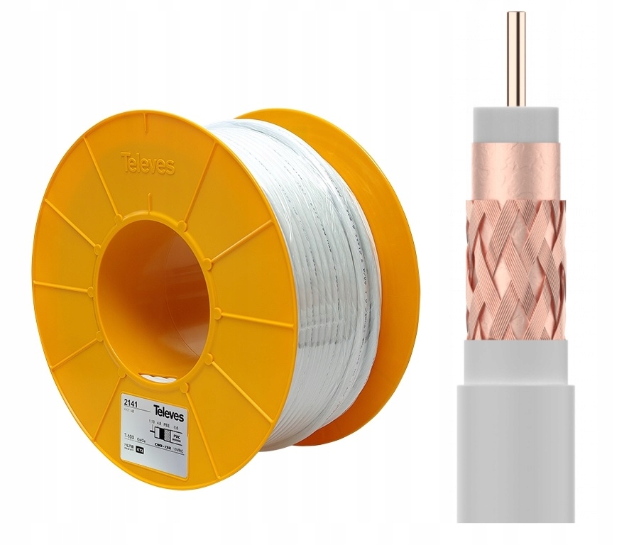 

Kabel Koncentryczny Pełnomiedziany RG6 Televes 1m