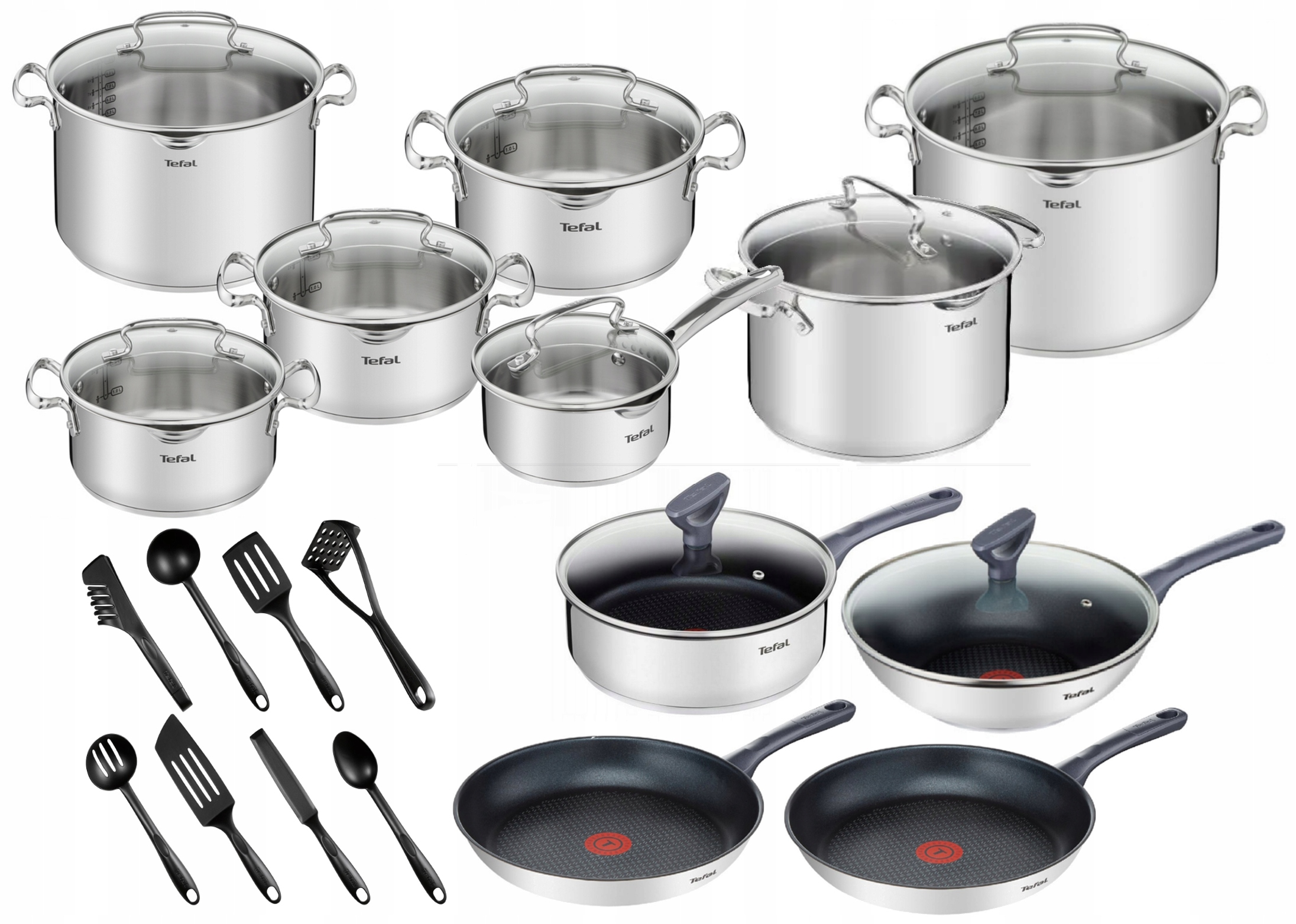 

Tefal Garnki Duetto 28cz. 24/25/28/WOKcm Indukcja