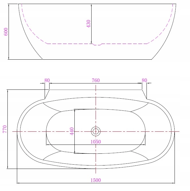 WOLNOSTOJĄCA WANNA 150x77 MANDAL + SYFON + PÓŁKA Marka ScandiBath