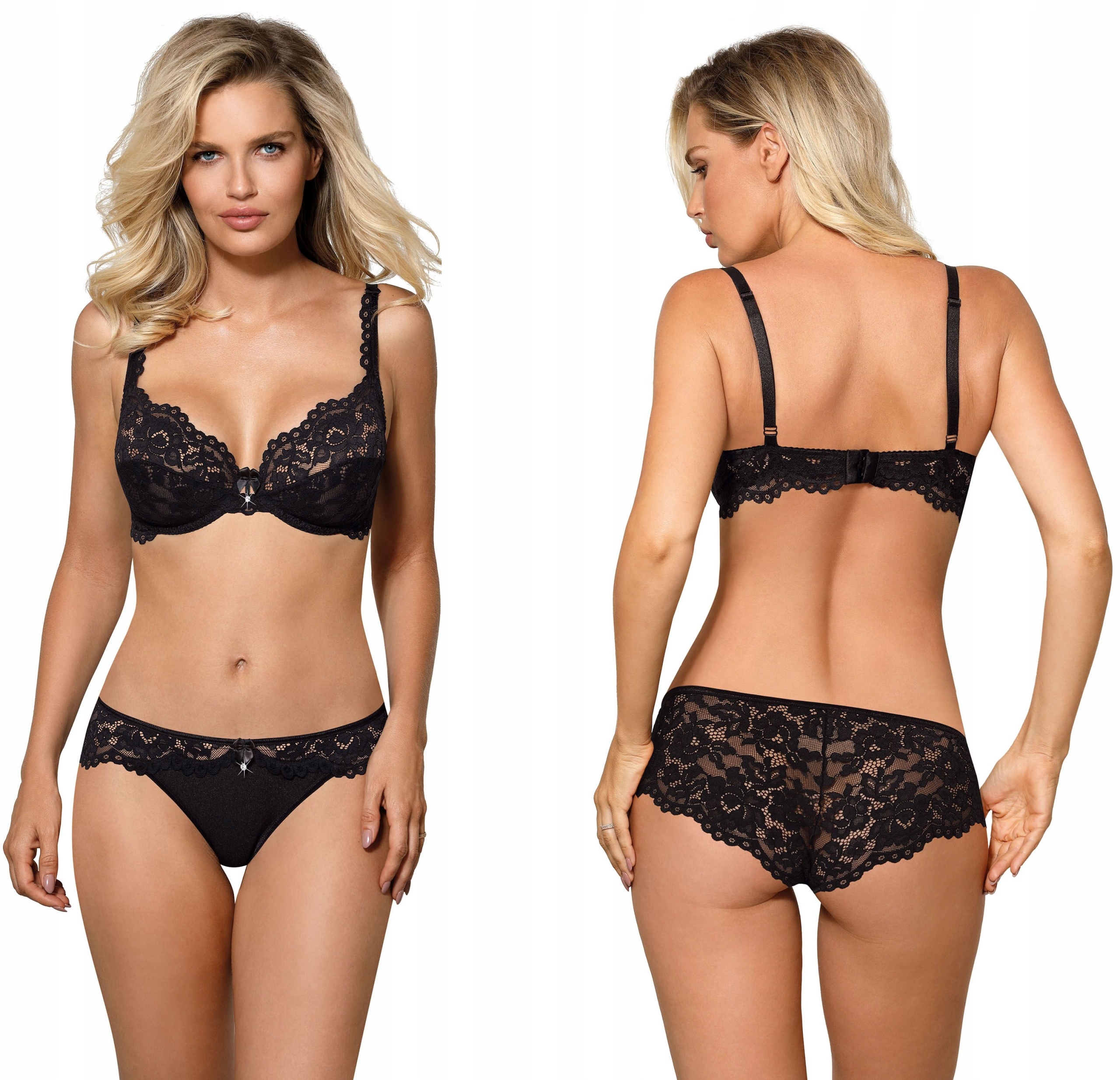 NEWIA RÓŻA Biustonosz SOFT+figi *75D+M* czerń