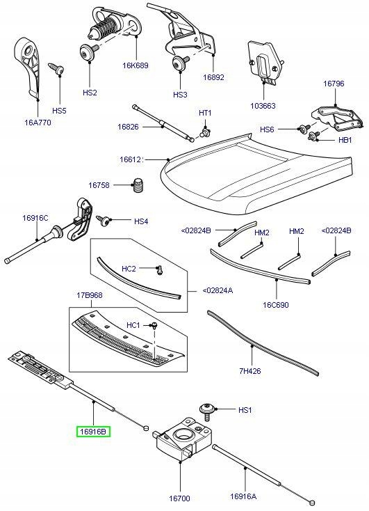 Linka maski do Range Rover L322 Vogue ORYGINAL Part manufacturer Land Rover original OE