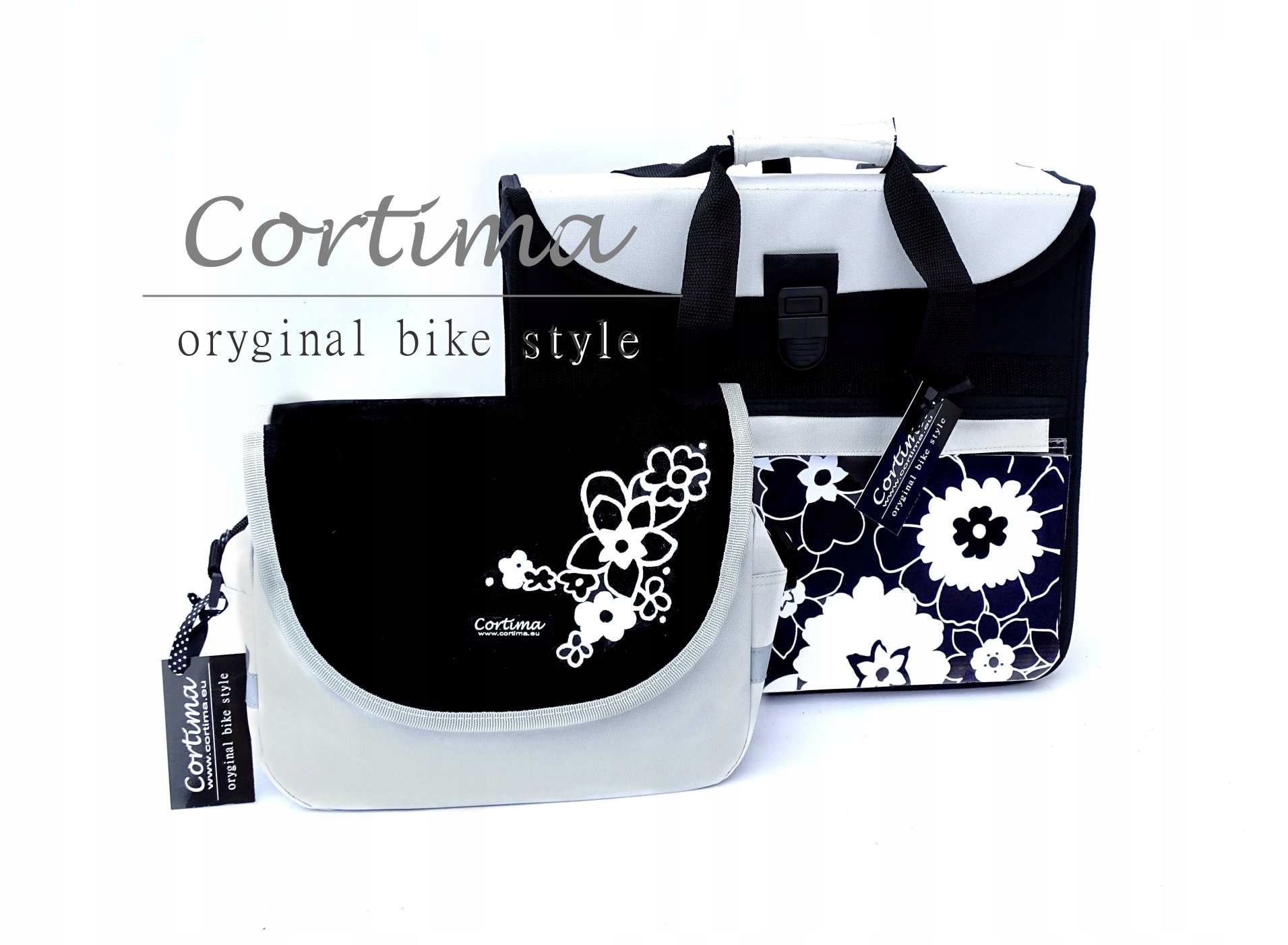 CORTIMA TORBA NA ROWER SAKWA ROWEROWA NA KIEROWNICĘ 'KLIK' ręcznie malowana Materiał dominujący codura