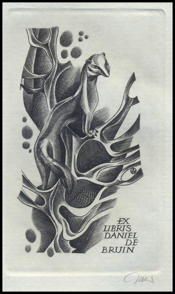 Jakubowski Wojciech 1990 Exlibris C2 Łasica 664