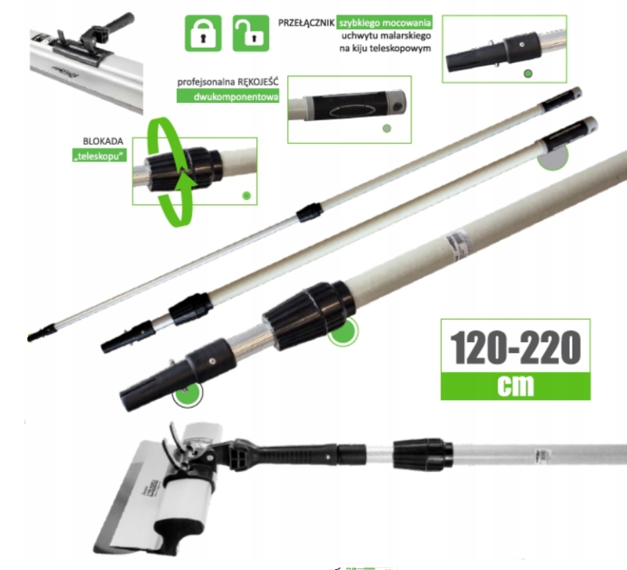 

Kij Teleskopowy Do Adaptera Do Szpachli 120-220cm