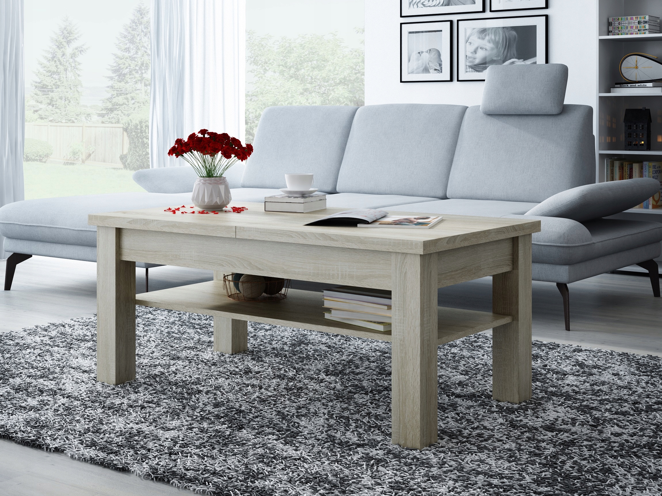 ŁAWA ROZKŁADANA PODNOSZONA Z PÓŁKA TRUFLA Szerokość mebla 66 cm