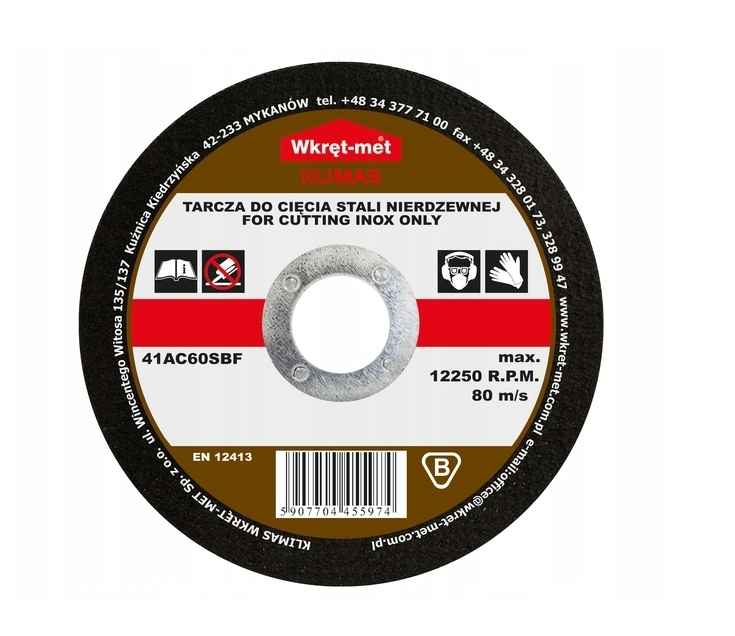 TARCZA 125 X 1 DO CIĘCIA STALI INOX TCSI WKRĘT-MET