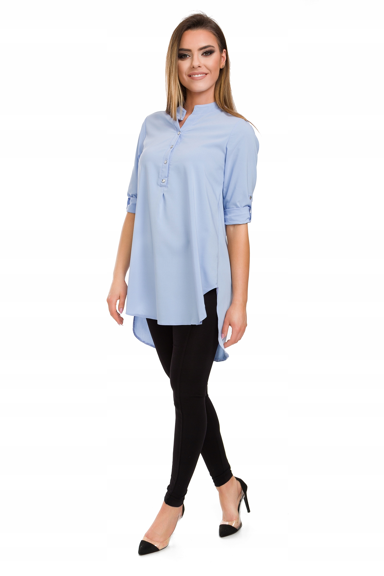 CIĄŻOWA DŁUGA ASYMETRYCZNA TUNIKA KOLORY R - 50 Wzór dominujący print (nadruk)