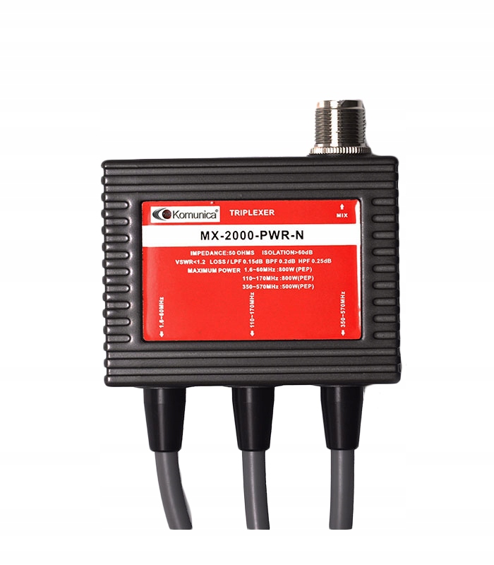 Triplexer Komunica 1.6-60/110-170/350-570MHz Kable