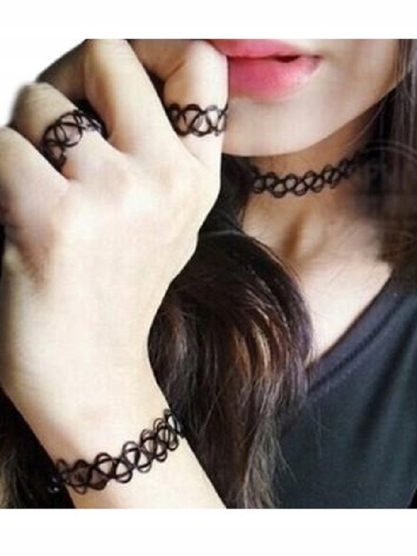 

Czarny Choker Naszyjnik Chocker 3szt Naszyjnik