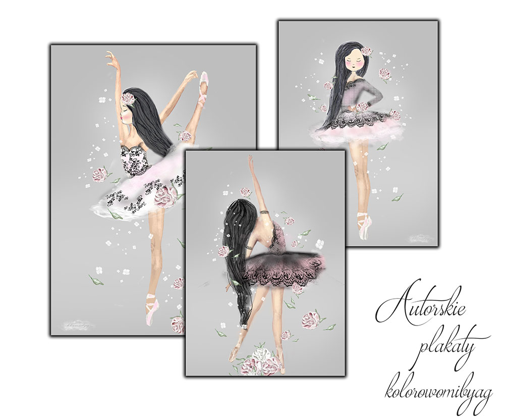 

3 s Plakat baletnica plakaty piwonie baletnice a3