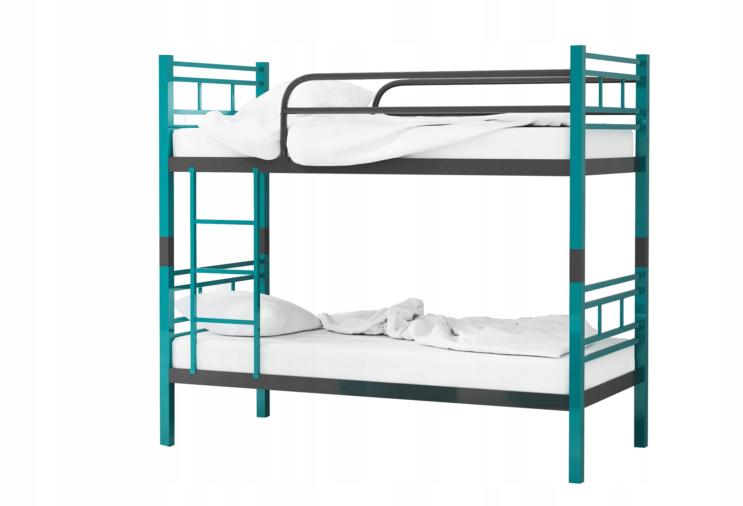 ŁÓŻKO PIĘTROWE METALOWE Młodzieżowe + materac