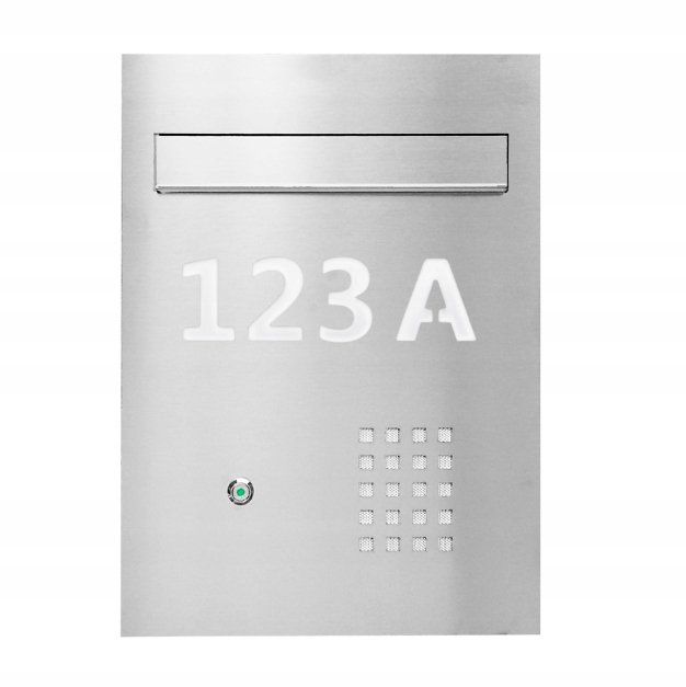 SKRZYNKA listy z DOMOFONEM numer nierdzewna19,5cm