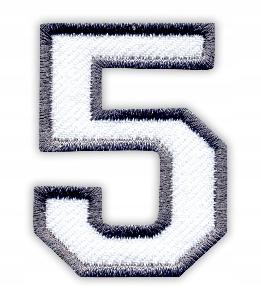 

Naszywka Biała Cyfra 5 pięć, liczba Haft Termo