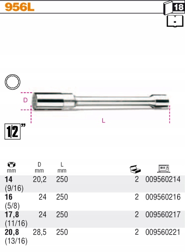 КОЛПАЧОК 1/2 ДЛЯ СВЕЧЕЙ L 12-K 17.8 MM BETA 956L/17.8