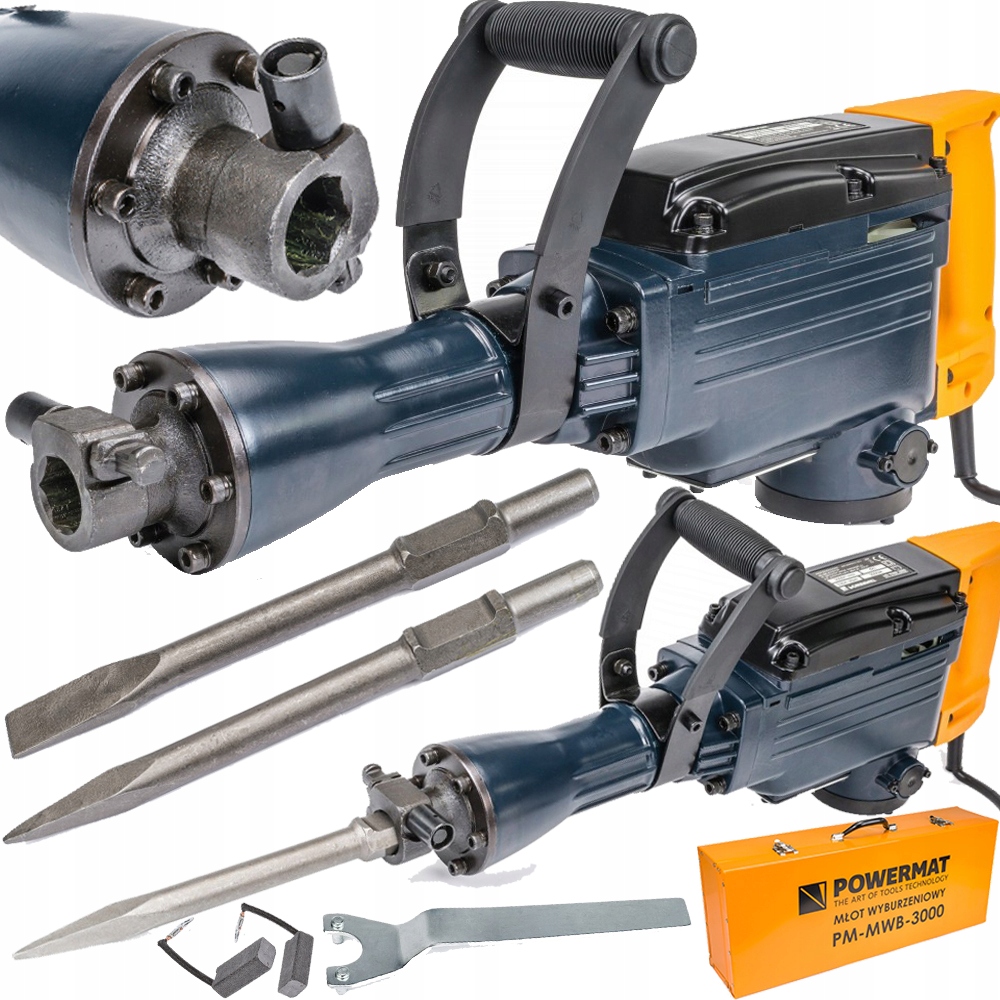 MŁOT Wyburzeniowy Udarowy do Kucia 45J HEX 3000W POWERMAT Moc 3000 W