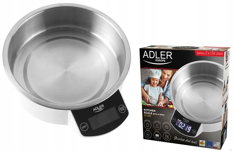 

Adler waga kuchenna z misą AD3166 LCD 5kg Tara