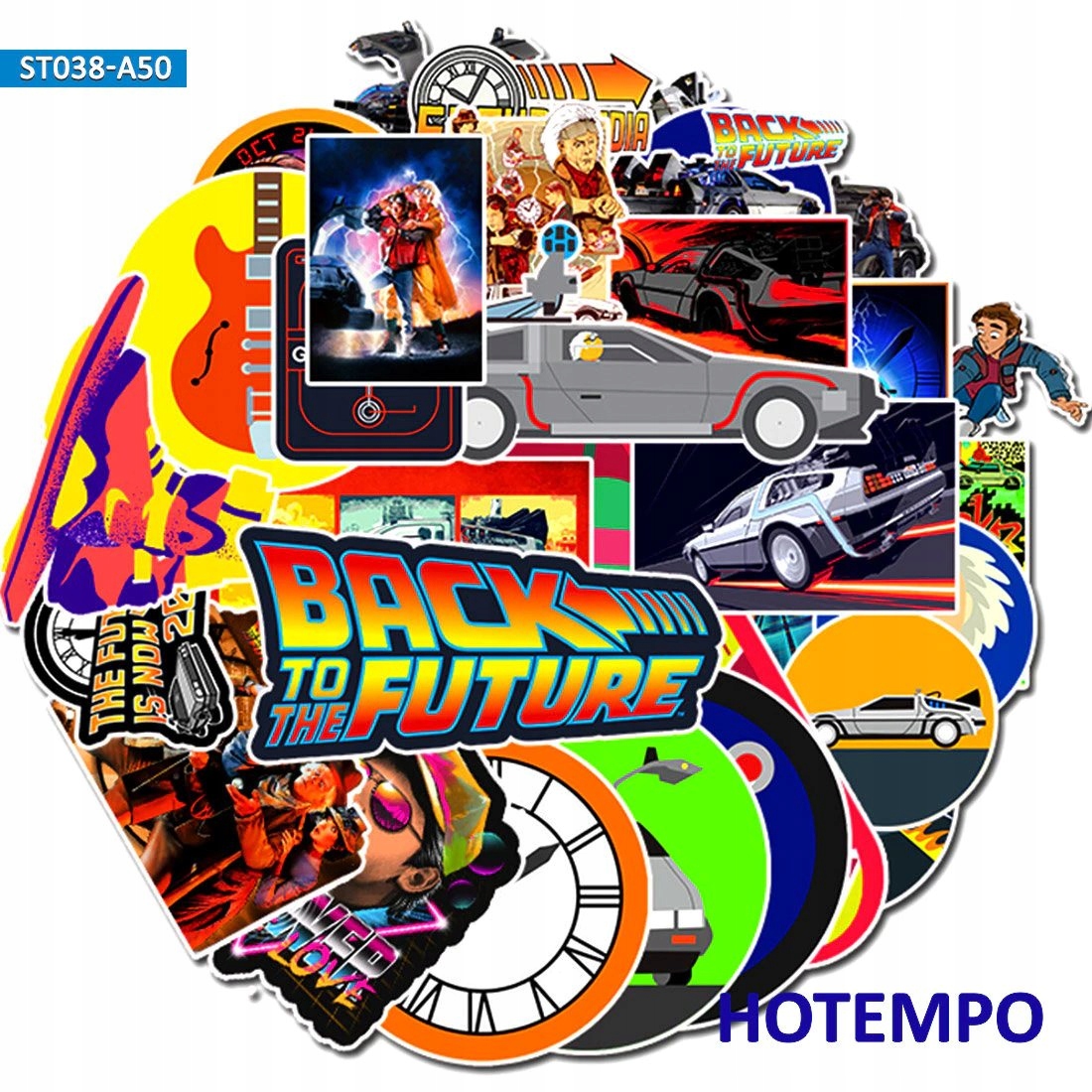 Naklejki Powrót do Przyszłości DeLorean Back To The Future zestaw 50szt Pl