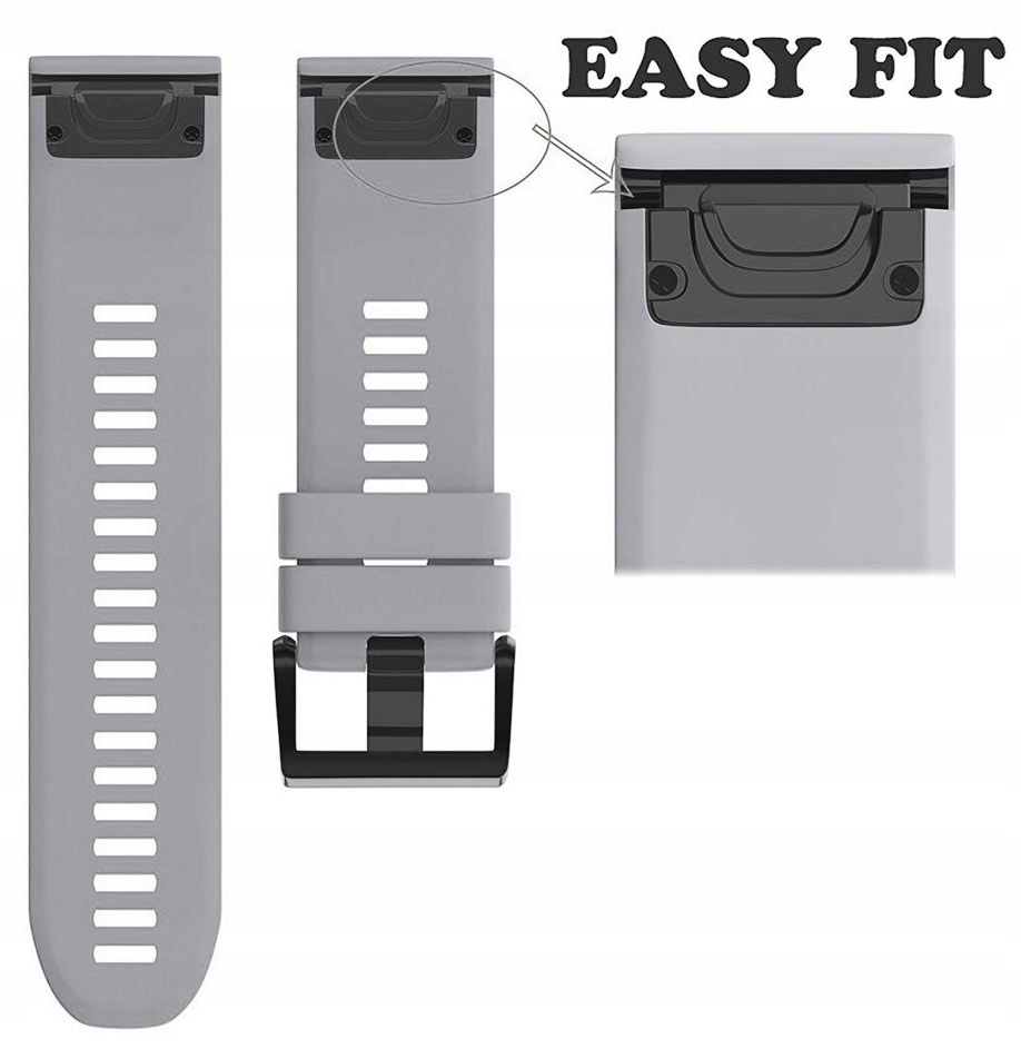 SZARY Silikonowy Pasek Garmin FENIX 5 Quick Fit Szerokość 22 mm