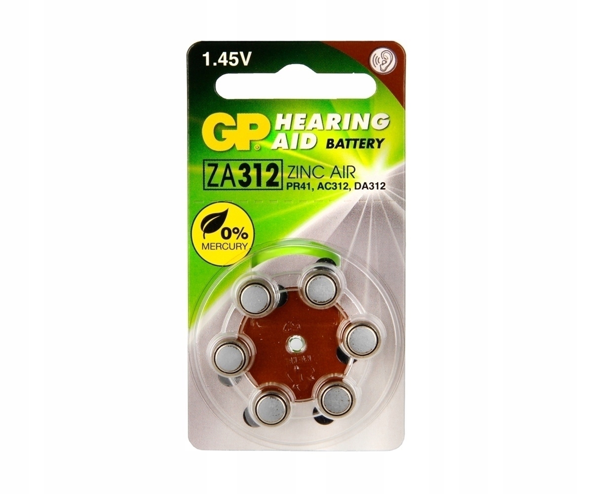 

6x Bateria Gp cynkowo-powietrzna ZA312 1,45V PR41