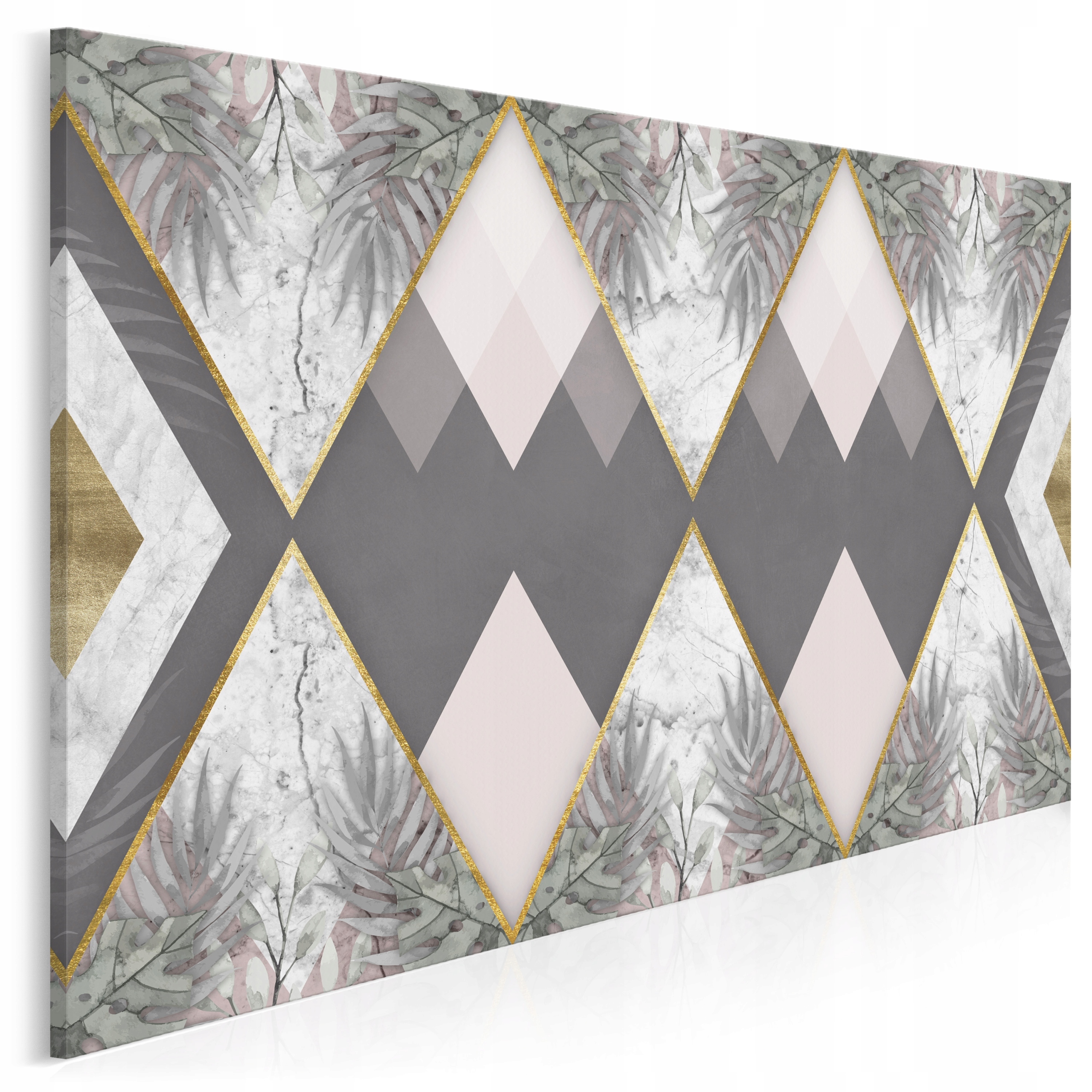 

93401 Obraz na płótnie Geometryczny Romby Liście