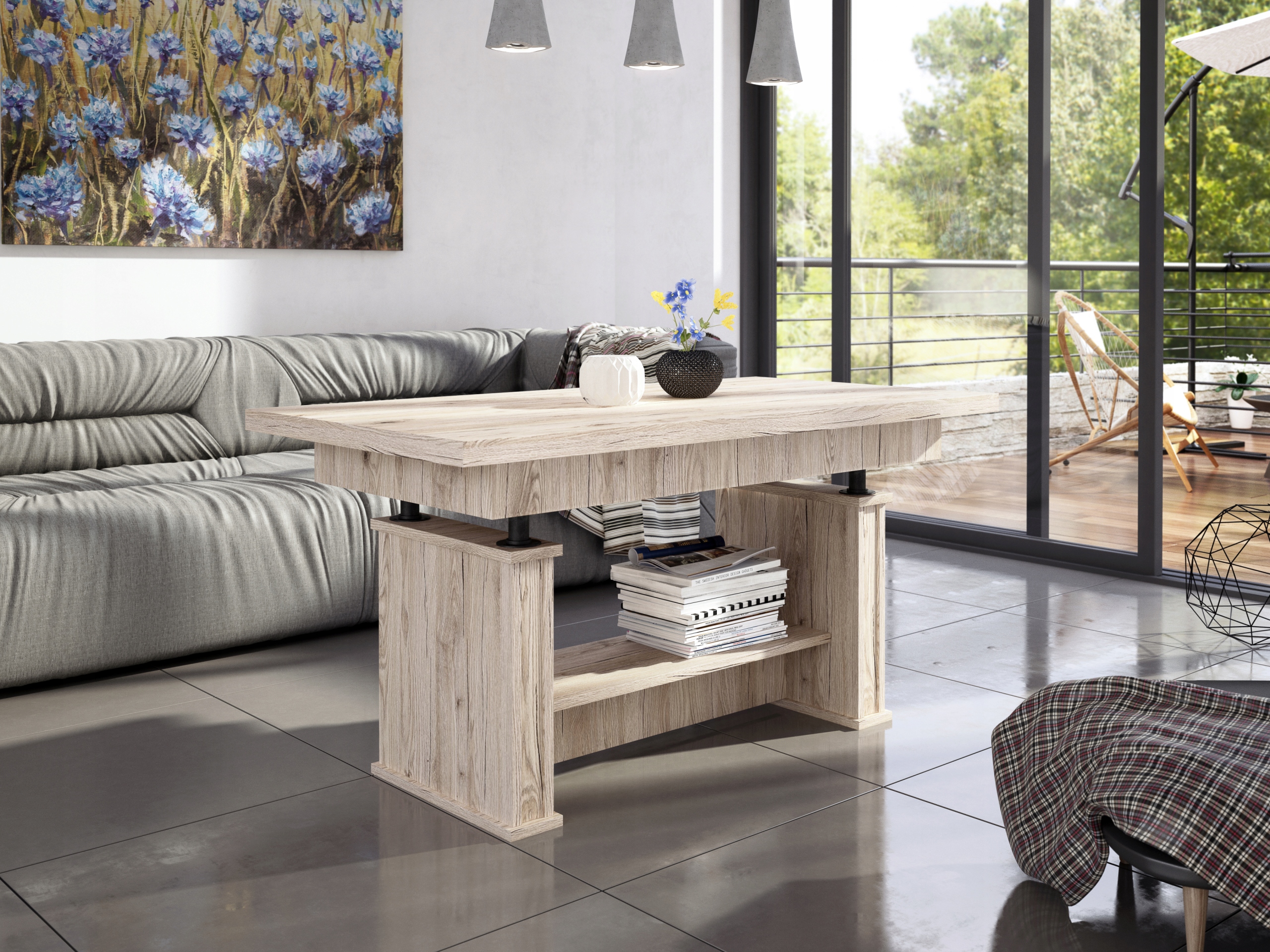 ŁAWA ŁAWOSTÓŁ ROZKŁADANA PODNOSZONA PÓŁKA ORZECH Głębokość mebla 125 cm