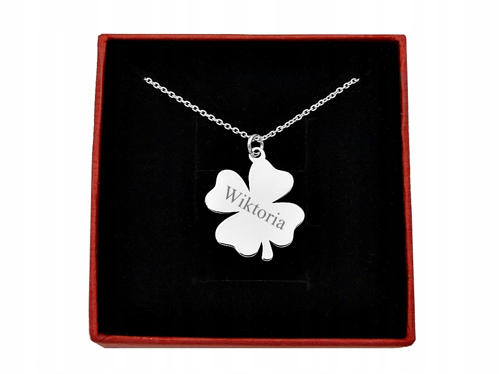 

Srebro naszyjnik czterolistna koniczynka grawer