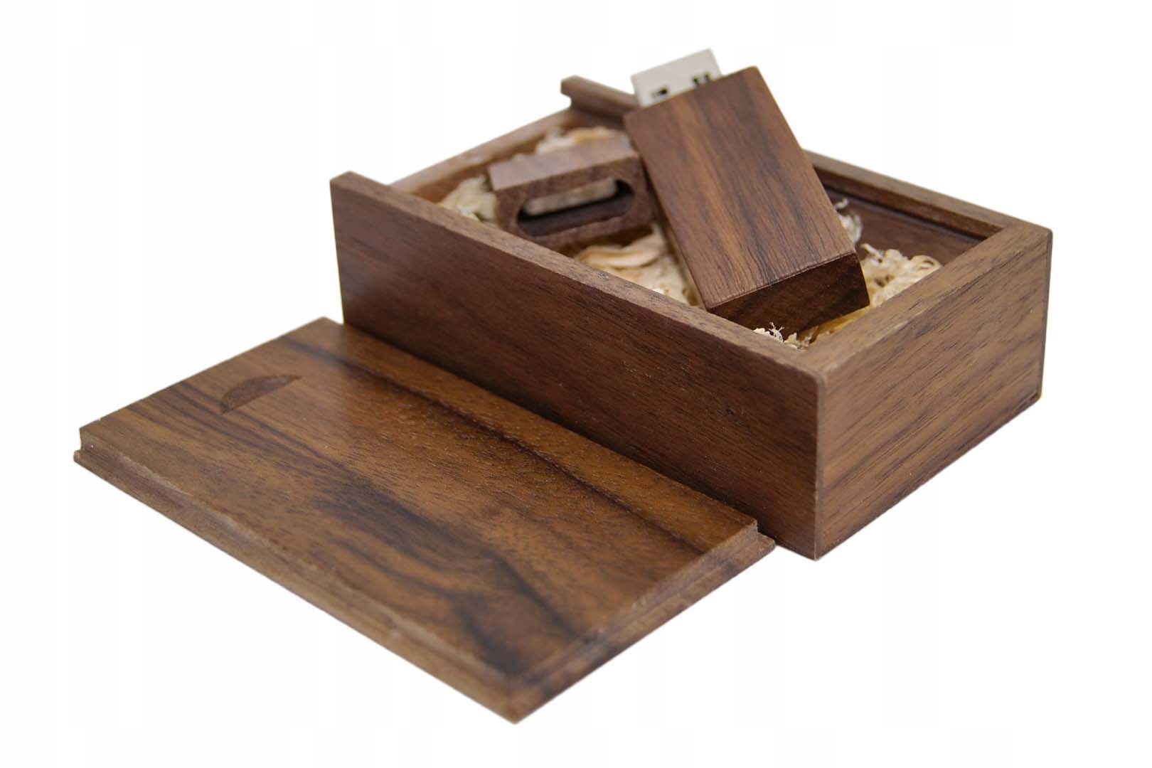 512 MB Ciemny Drewniany pendrive + pudełko Pojemność do 512 MB