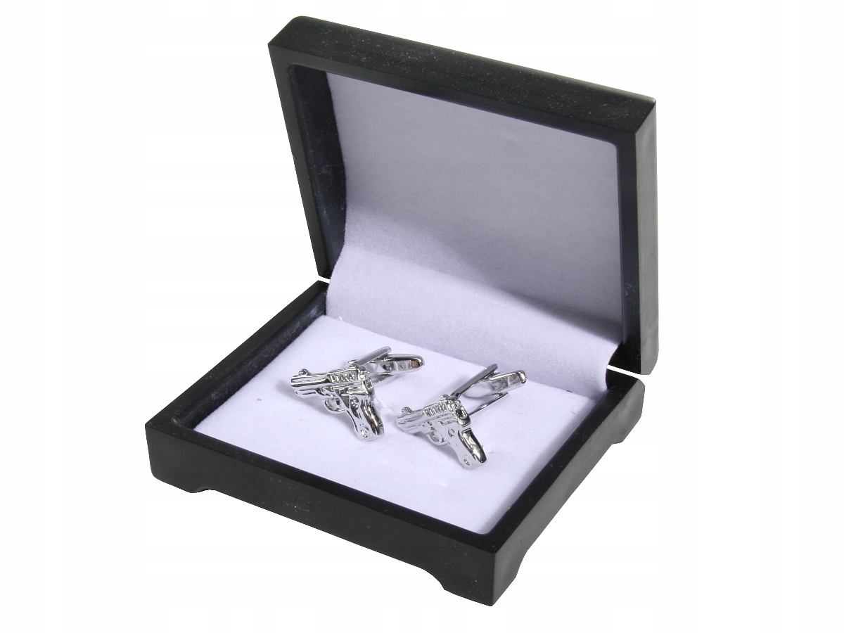 SPINKI DO MANKIETÓW SREBRNE PISTOLETY W PUDEŁKU Kolekcja spinki mankiet [422]