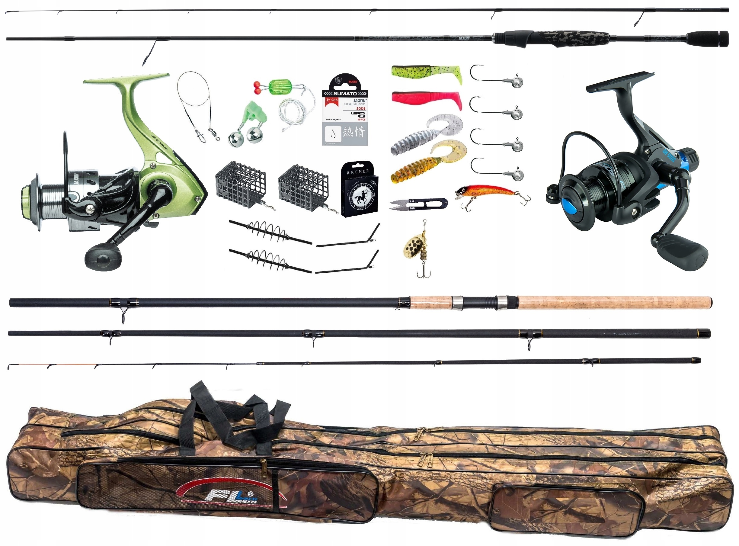 Zestaw Wędka Feeder Spinning 2x Kołowrotek Jaxon