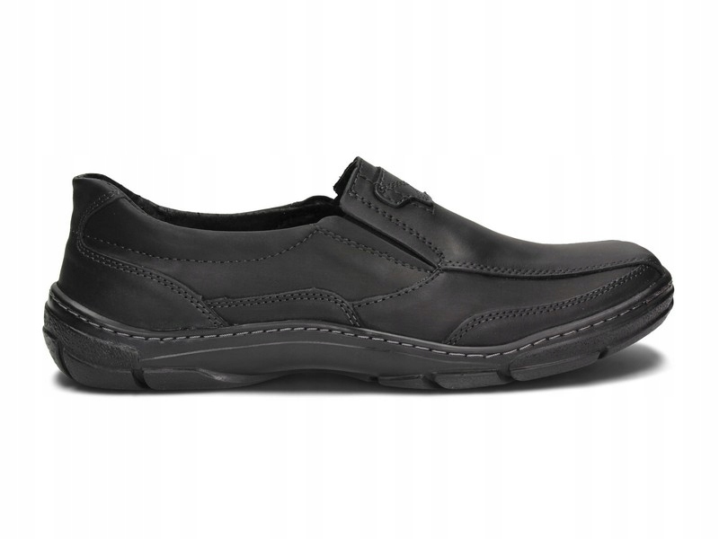 MOKASYNY PÓŁBUT POLSKIE SKÓRA SYRIUS 150 CZARNY 42 Nosek okrągły