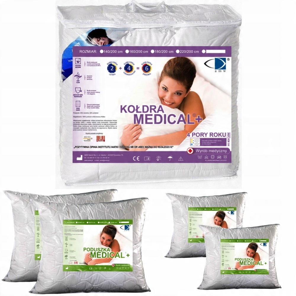 

Kołdra Medical 4 Pory Roku 200/220+ 4 Poduszki Amw