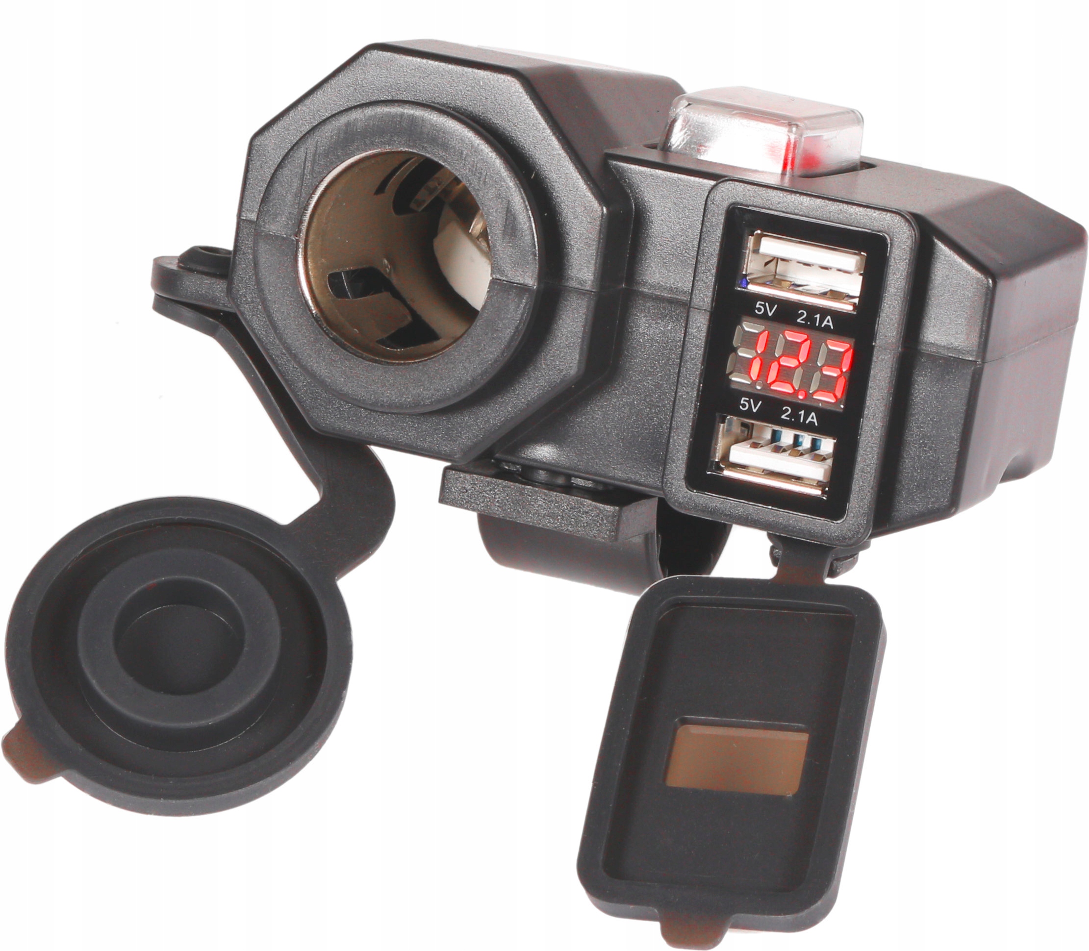 

Motocyklowe Gniazdo zapalniczki 2xUSB Woltomierz