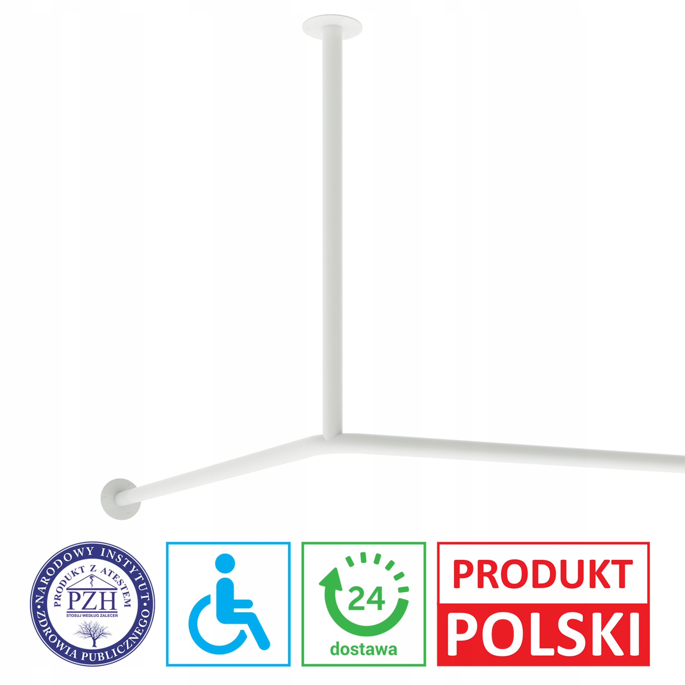 

Uchwyt, drążek zasłony prysznicowej 90x90 cm