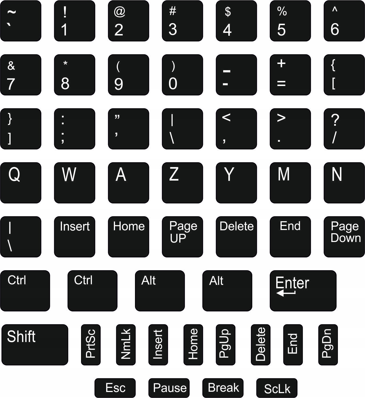 

Naklejki na klawiaturę Średni zestaw 12x12mm