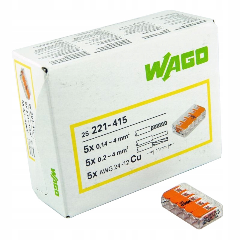 

Szybkozłączka Wago Uniwersalna 221-415 5x4 mm2