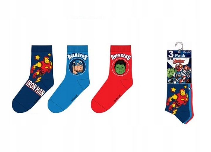 

Marvel Avengers 3 Pack Chłopięce Skarpetki 23/26