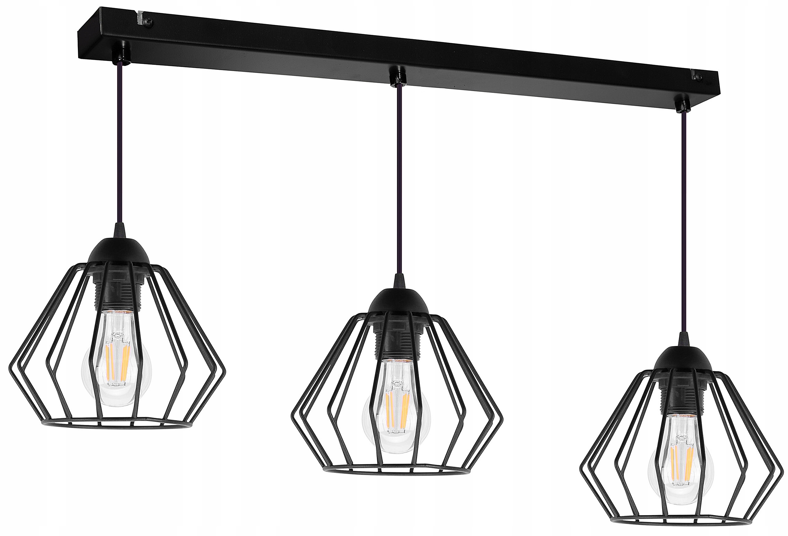 Závěsné Stropní Svítidlo Trojitá Moderní Edison Diament Loft E27 Led