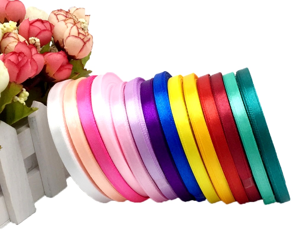 WSTĄŻKA ATŁASOWA 6mm TASIEMKA SATYNOWA 120 KOLORÓW Szerokość 6 mm