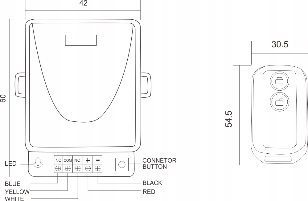 Radiolinia 1-kanałowa 12V zasięg 100 m RC-112A Kod producenta RC-112A