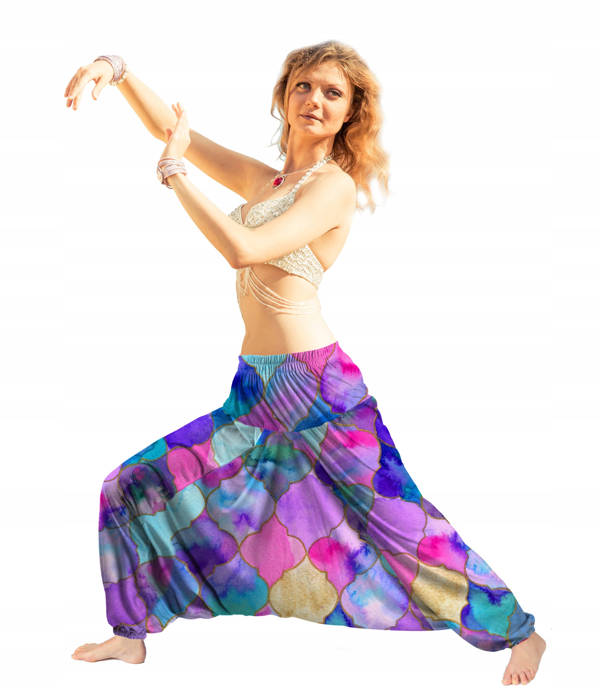 SZARAWARY spodnie alladynki Yoga witraż akwarele
