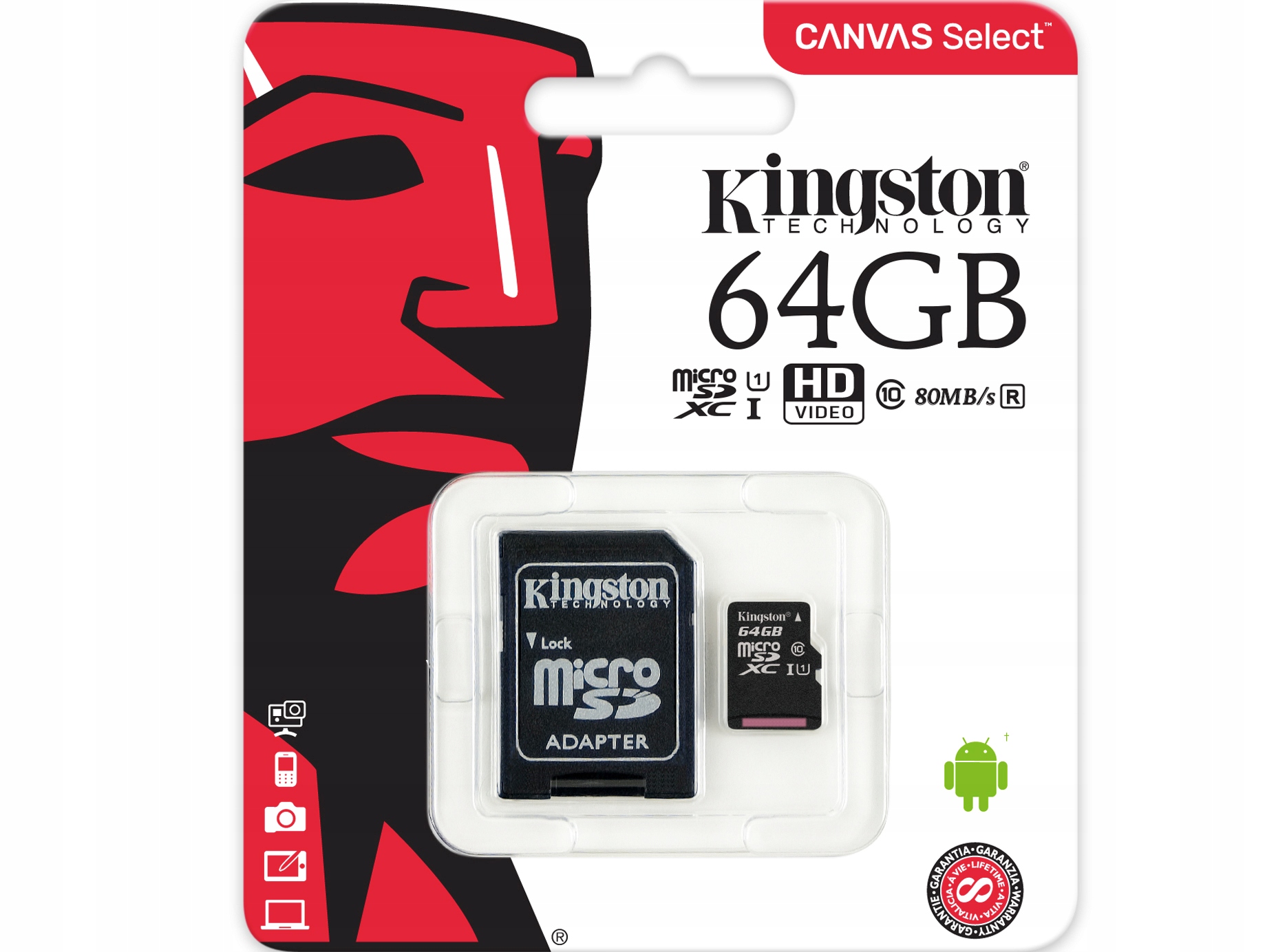 

Karta Kingston microSD Class 10 64GB Adapter