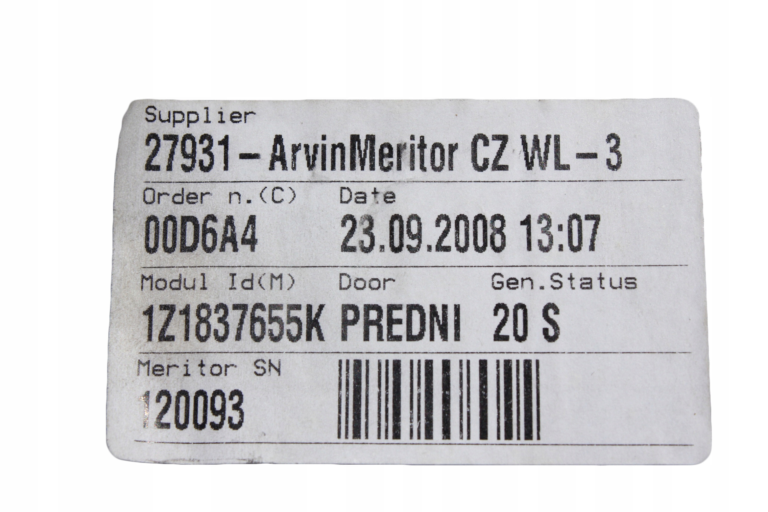 Podnośnik szyb lewy przód Skoda Oct II 1Z1837655K Waga produktu z opakowaniem jednostkowym 1 kg