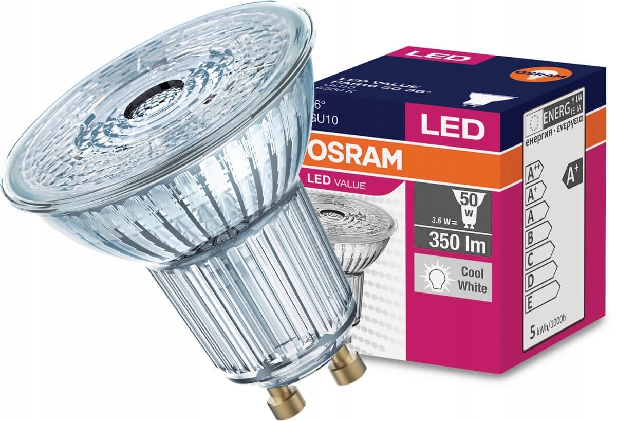 

Żarówka Led Halogen GU10 3,6W 50W Osram 6500K 36D