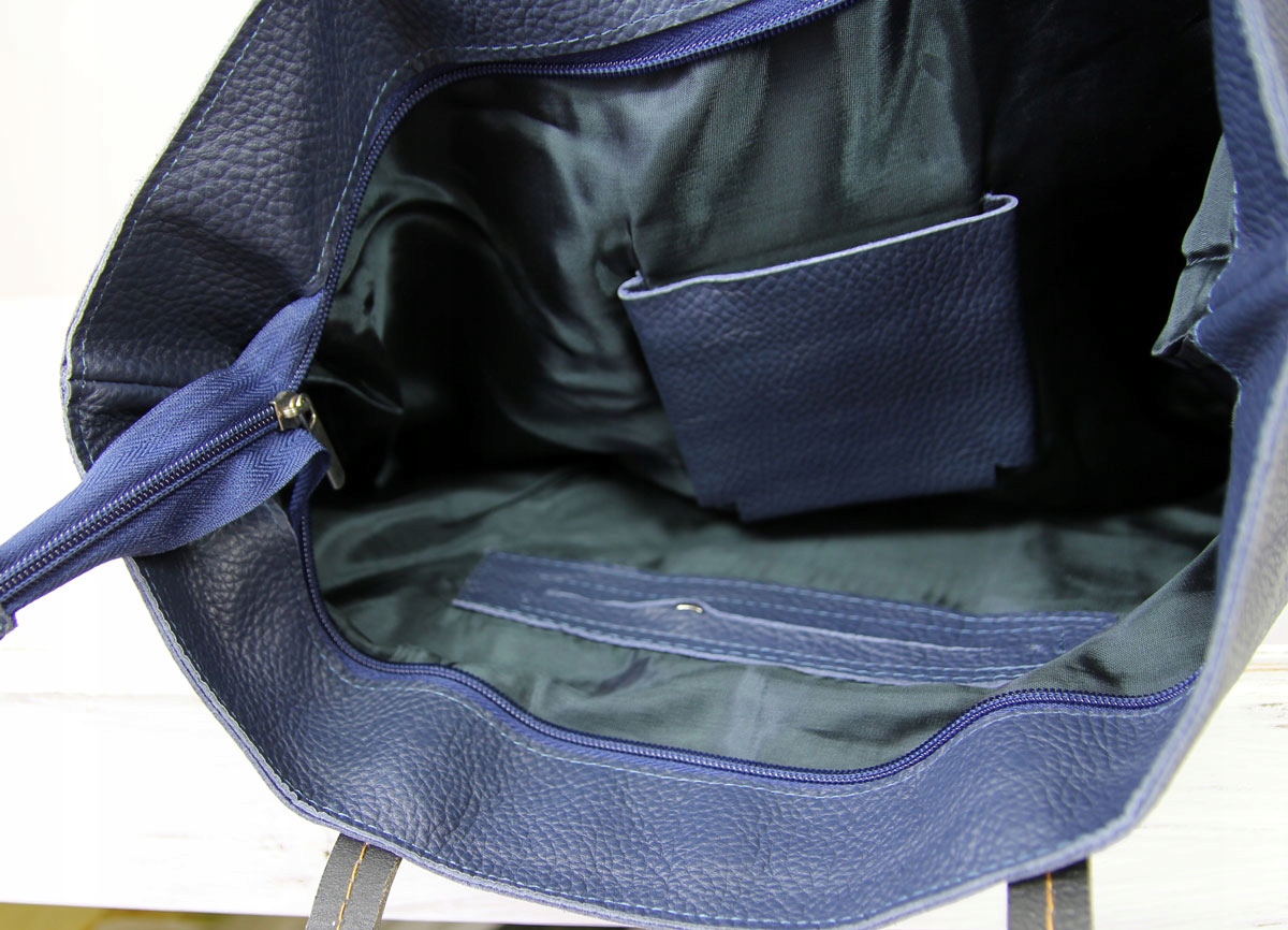 TOREBKA SKÓRZANA SHOPPER BAG 100% SKÓRA NATURALNA Kolor okuć srebrny