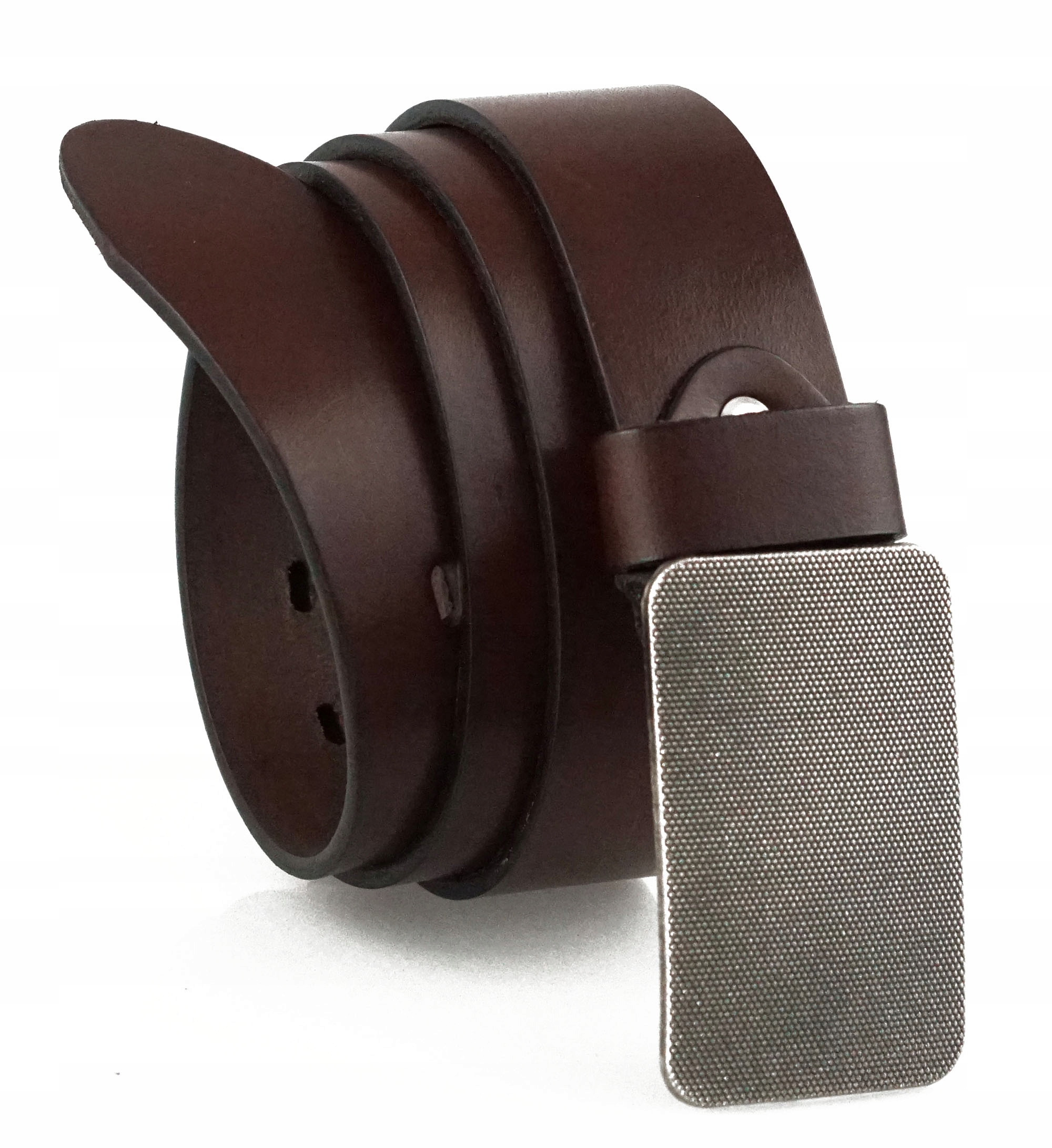 SKÓRZANY PASEK DO SPODNI 4 CM BRĄZOWY KRATKA 100