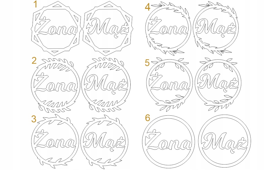 Koła na krzesła ściankę Wesele Ślub 2szt Żona Mąż Kod producenta dw8888371111