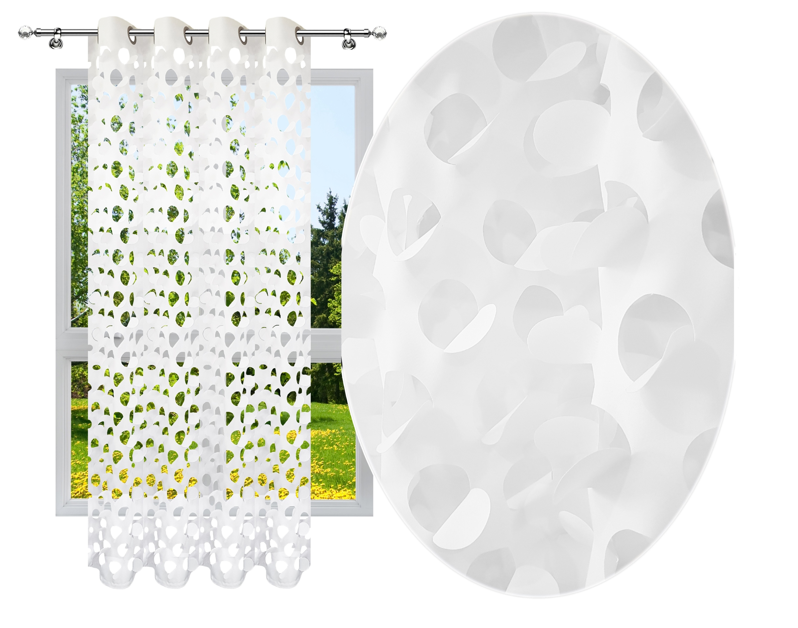 

Firany Wycinane Laserowo 3D Zasłona 140x250 Kółka