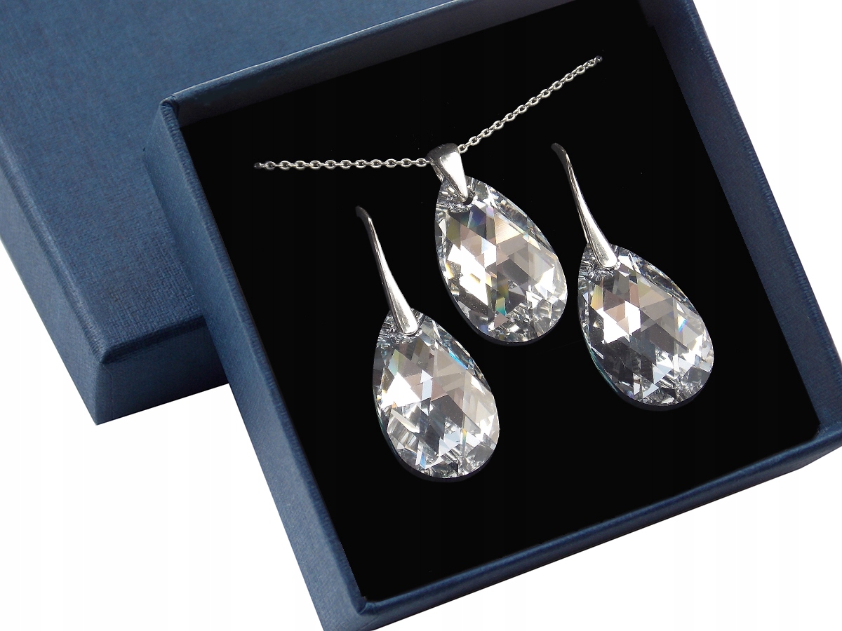 

Srebrny Komplet Swarovski Migdał 22MM - Kolory